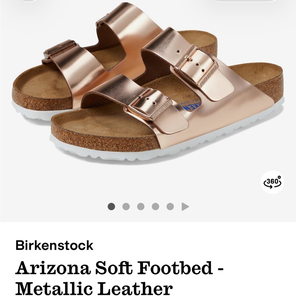 Rose gold Birkenstocks, size 36